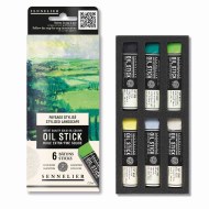 Sennelier Artists' Quality Mini Oil Sticks 12ml Set of 6, Landscape Colours