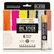 Sennelier Artists' Quality Medium Oil Sticks 38ml Set of 6, Fluorescents & Metallics